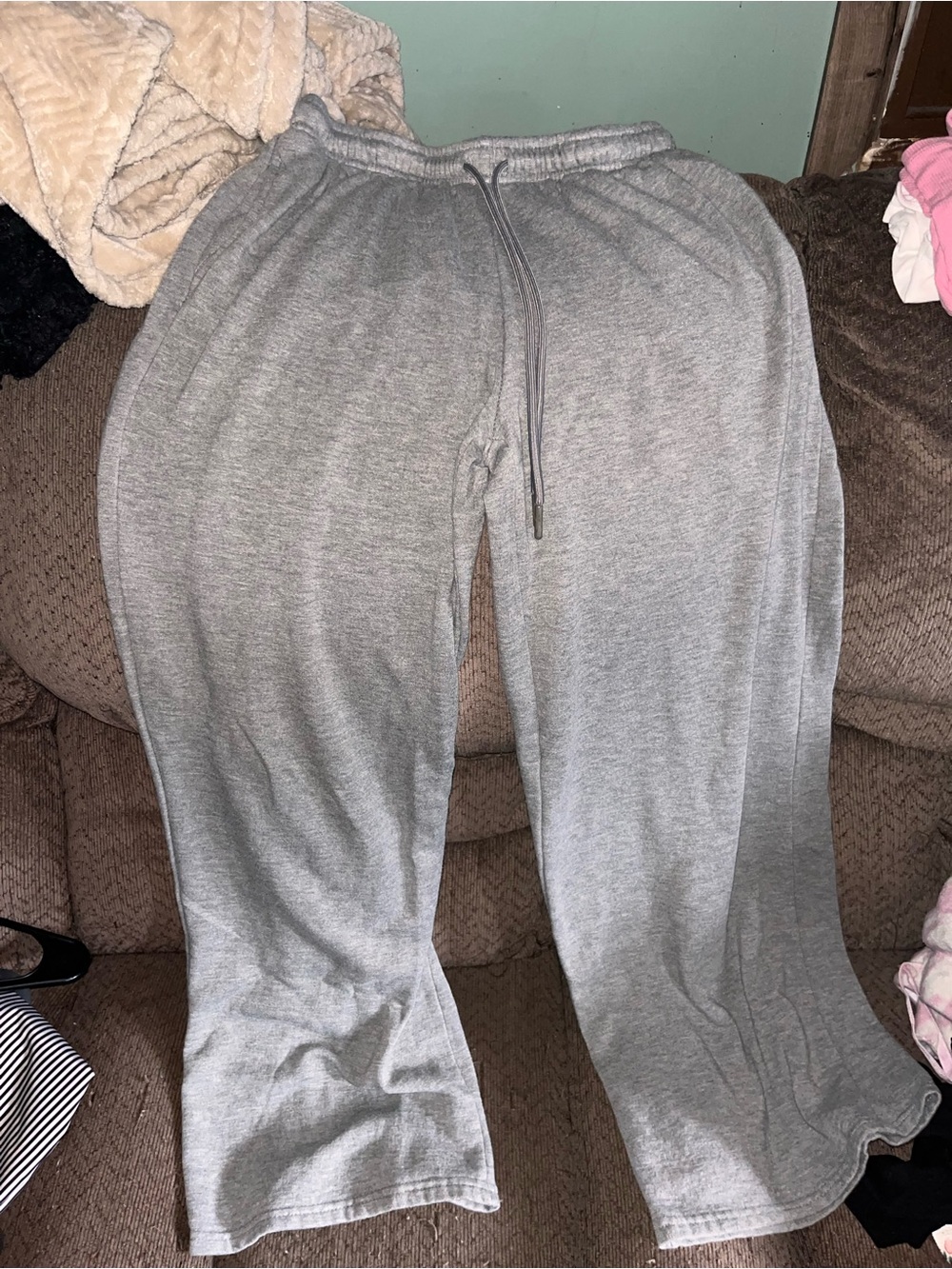 Women's Gray Boot Cut Lounge Pants with Drawstring Waist